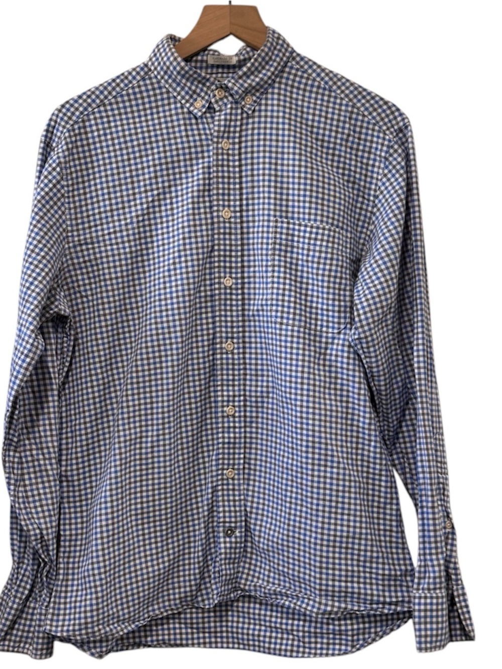 taylor stitch Gingham Blue Gray White Button Down Long Sleeve Shirt 42
